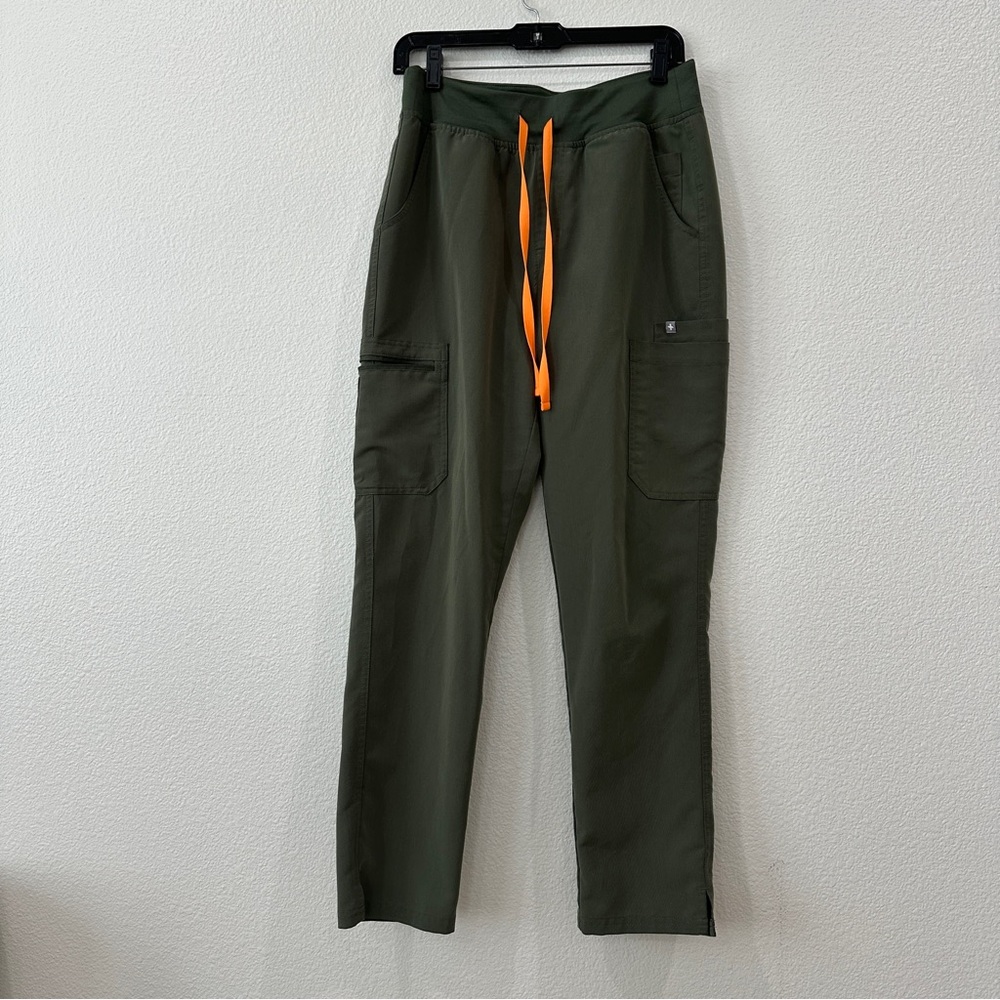 Figs Olive Green Women's Pants with Orange Drawstring